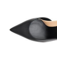 Escarpins à talon ouvert en cuir d'agneau avec logo - Black