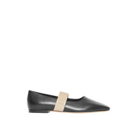 Chaussures plates en cuir d'agneau avec logo - Black