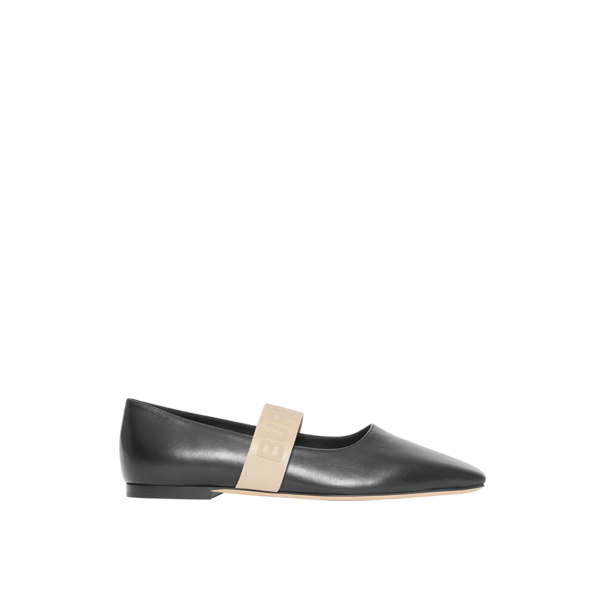 Chaussures plates en cuir d'agneau avec logo - Black