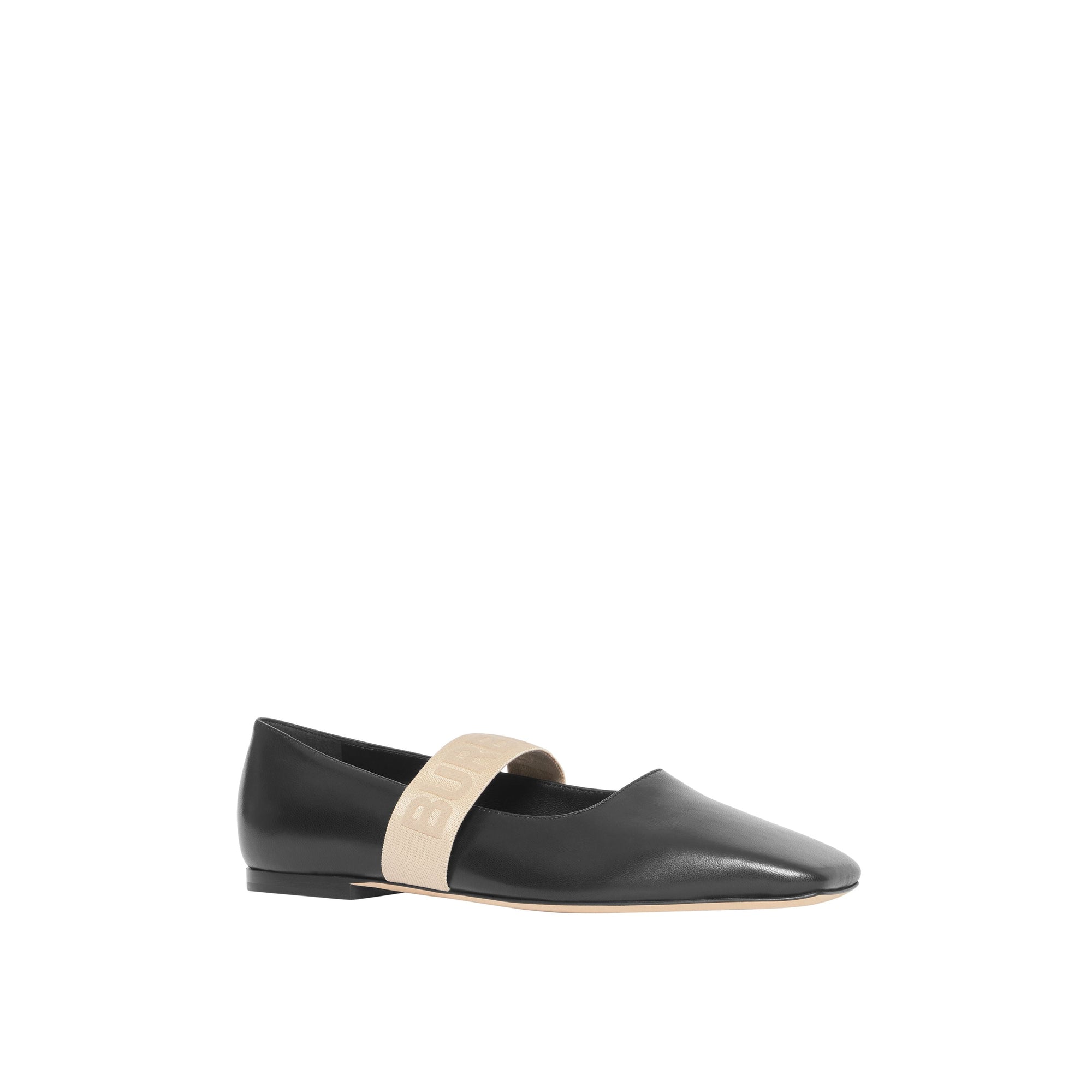 Chaussures plates en cuir d'agneau avec logo - Black