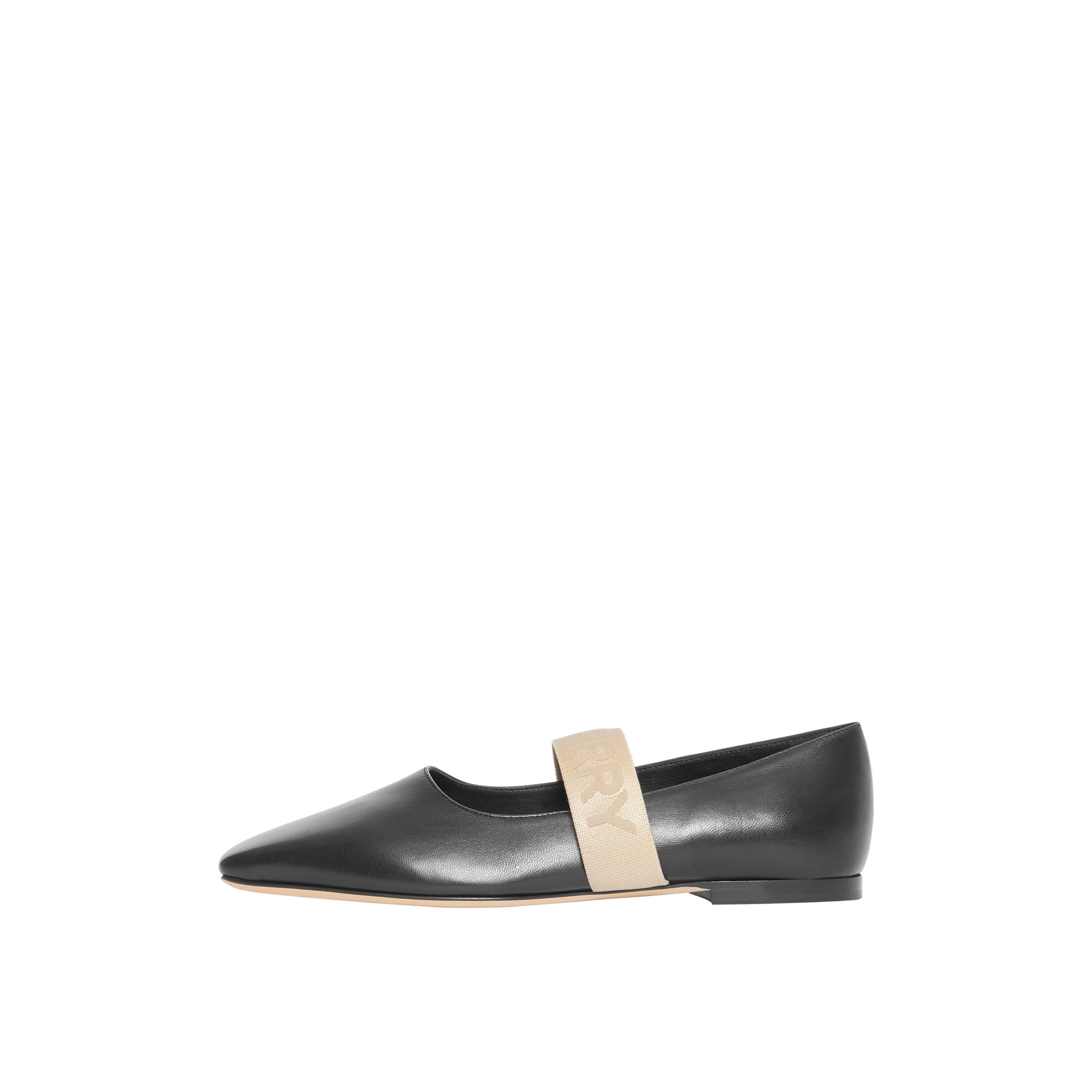 Chaussures plates en cuir d'agneau avec logo - Black