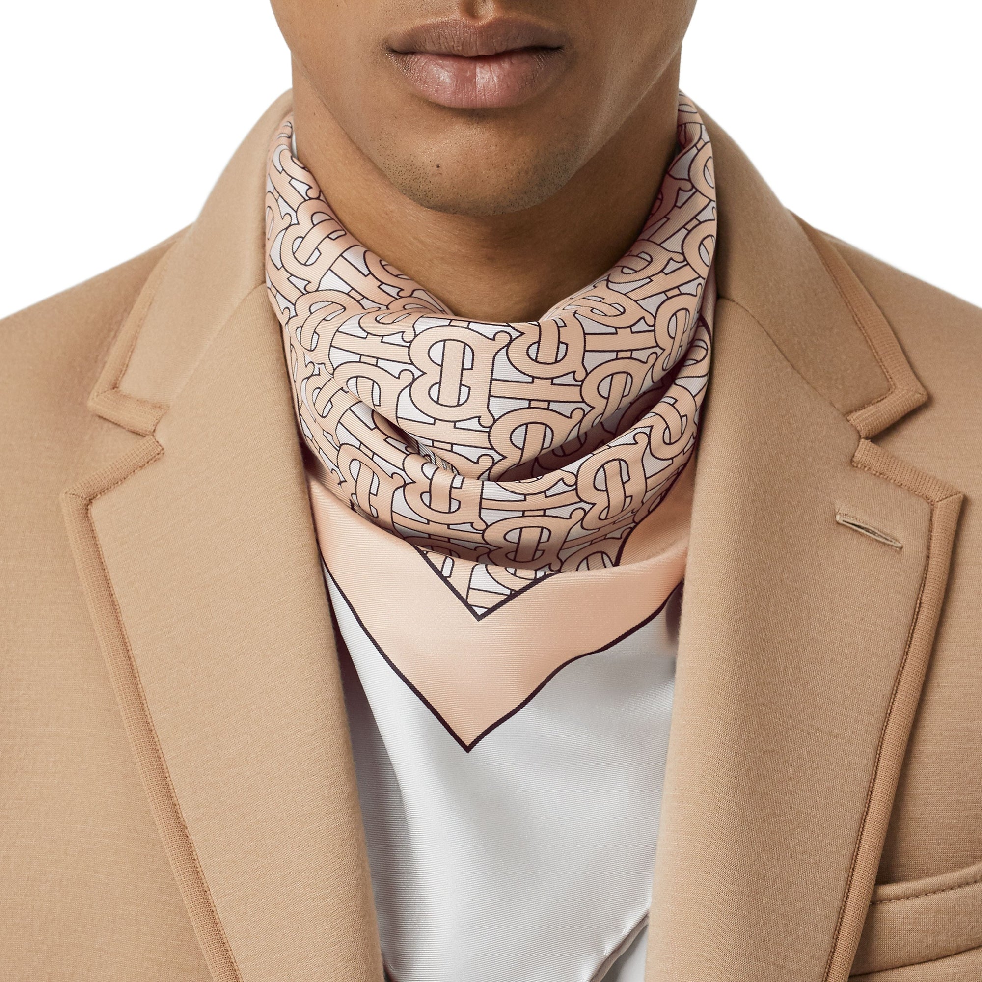 Carré de soie Monogram - Camel