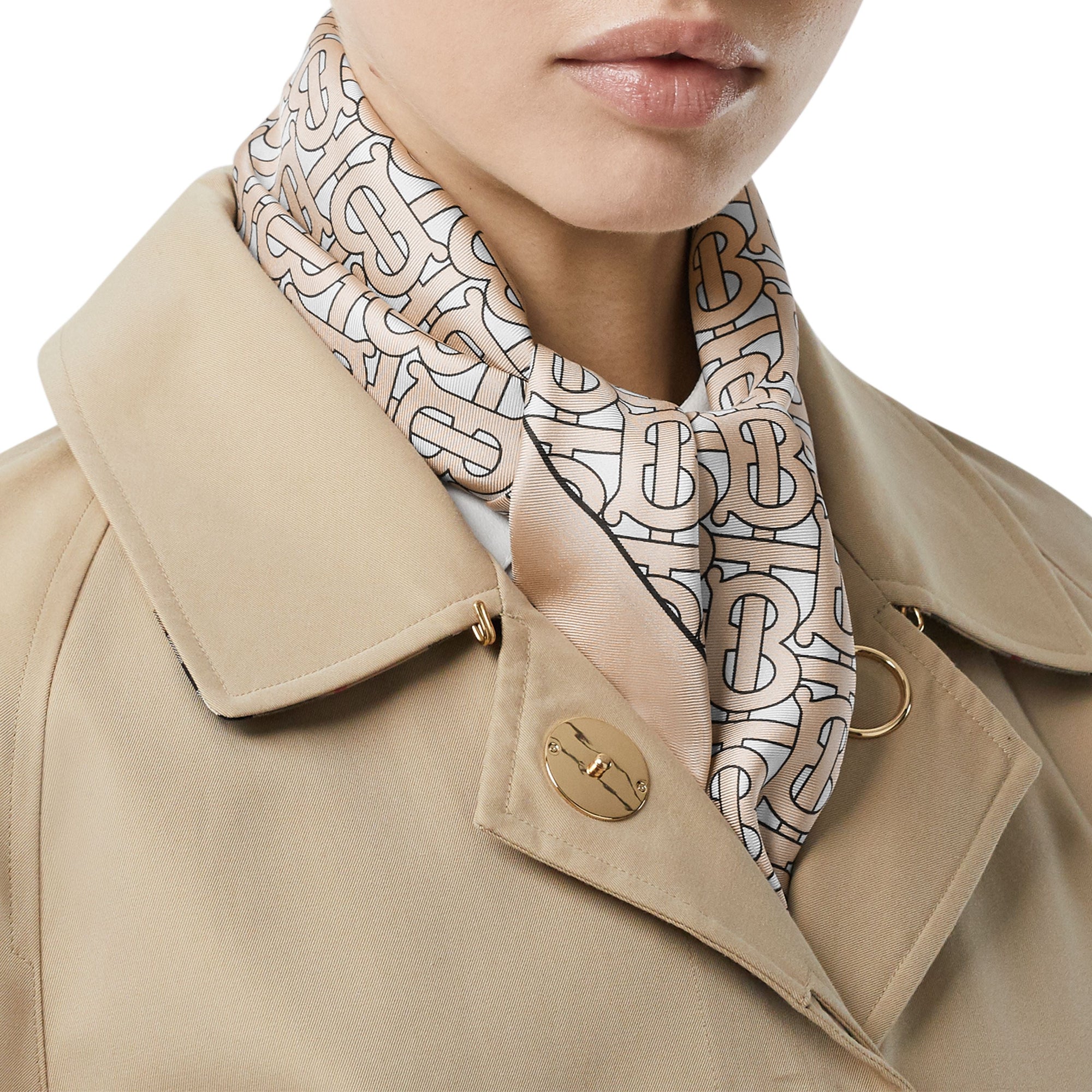 Carré de soie Monogram - Camel