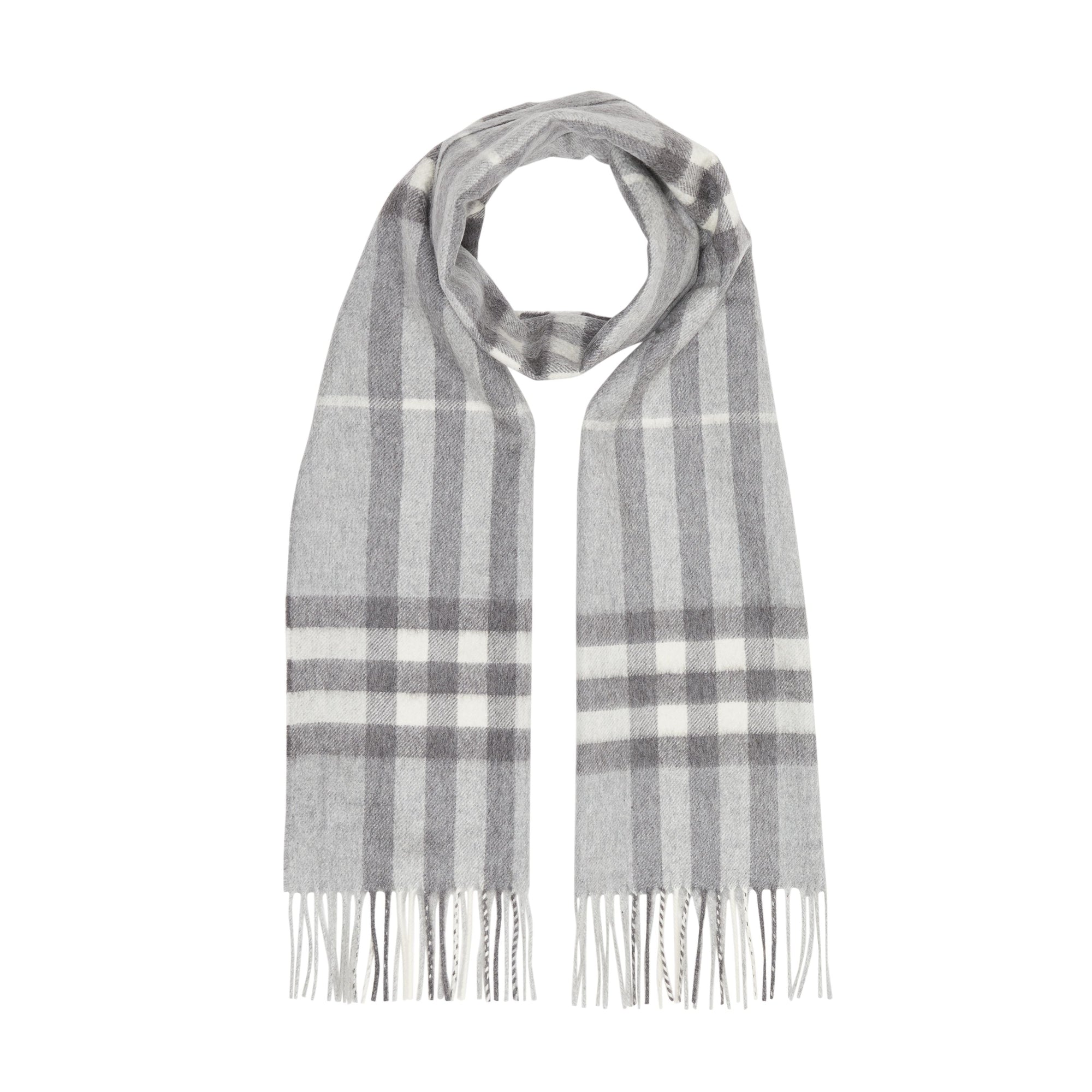 Écharpe en cachemire check classique - Pale Grey