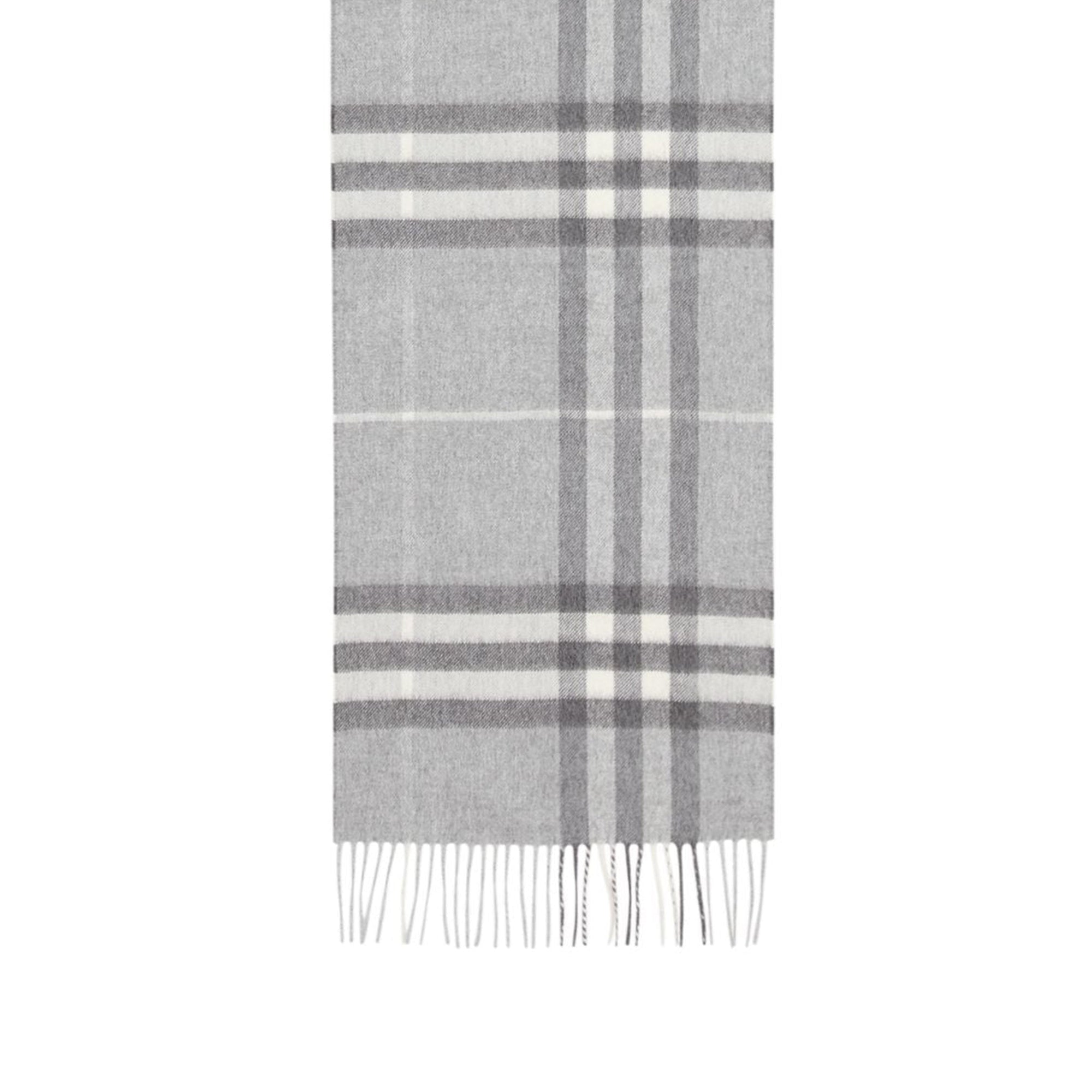 Écharpe en cachemire check classique - Pale Grey