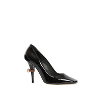 Escarpins à bout carré en cuir verni avec boucle en D - Black