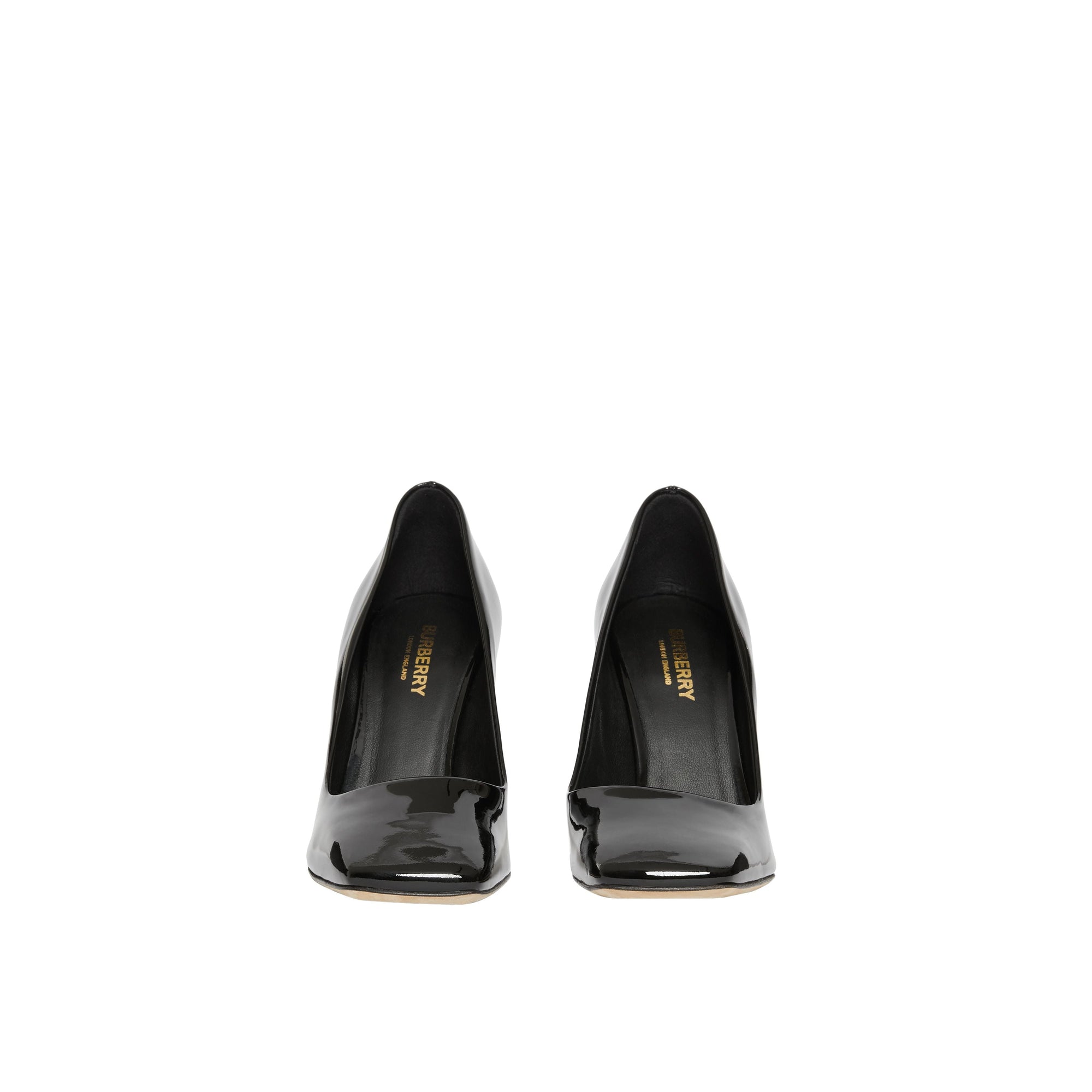 Escarpins à bout carré en cuir verni avec boucle en D - Black