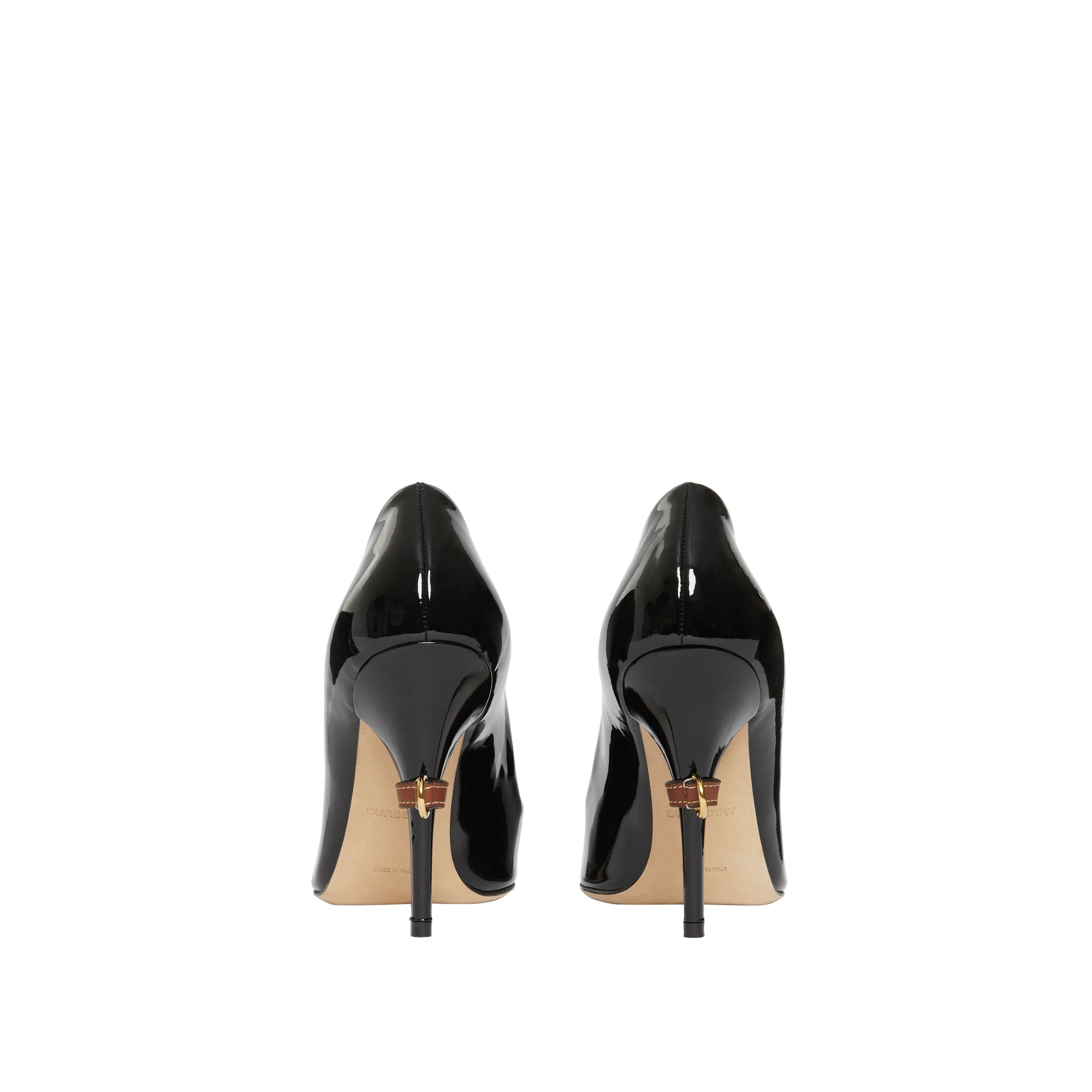 Escarpins à bout carré en cuir verni avec boucle en D - Black