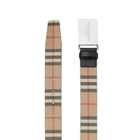 Ceinture en toile écologique Vintage check avec boucle plaque - Archive Beige