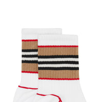 Socquettes en coton mélangé et intarsia à rayures iconiques - White