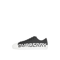 Sneakers en gabardine de coton bicolore avec logo - Black & Optic White