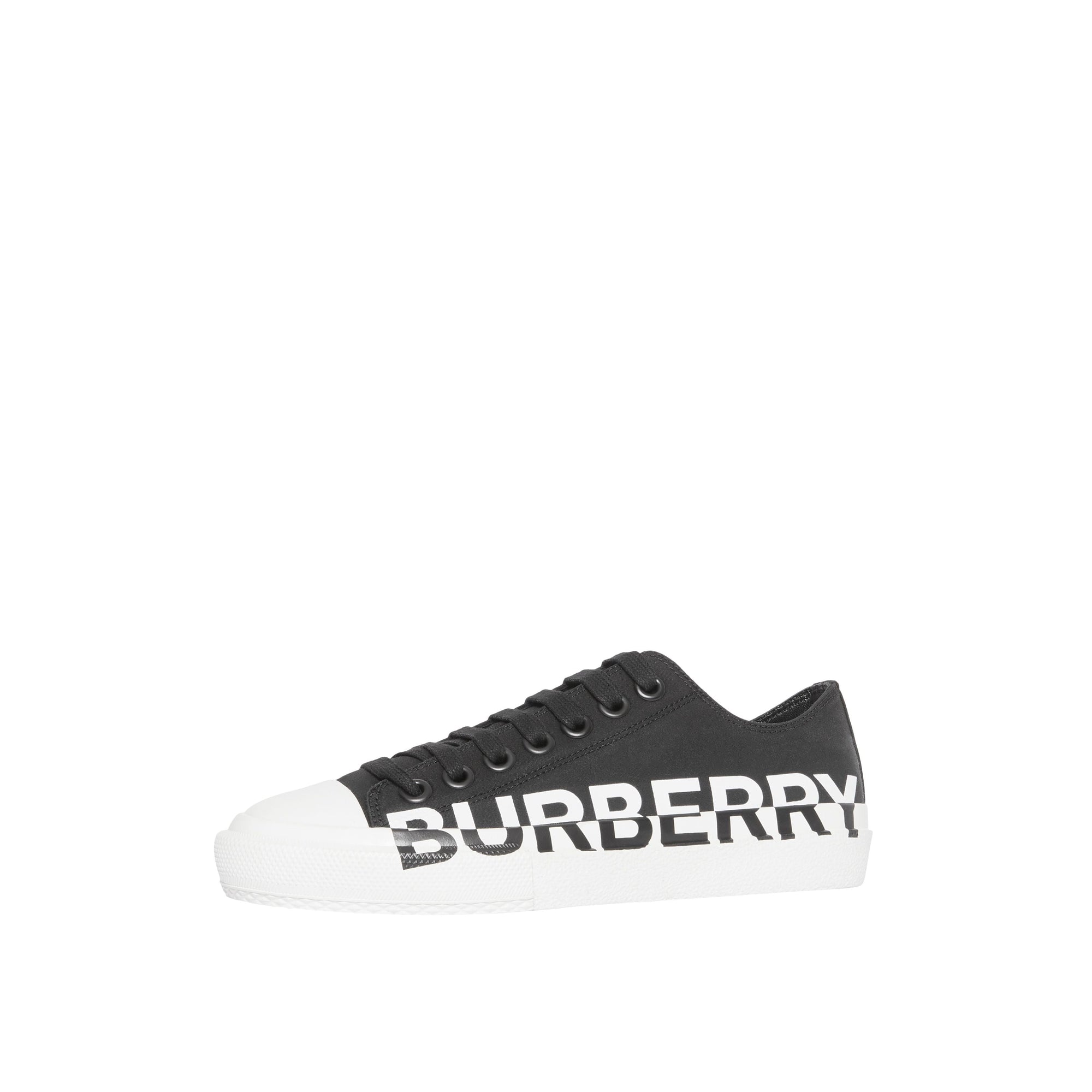 Sneakers en gabardine de coton bicolore avec logo - Black & Optic White