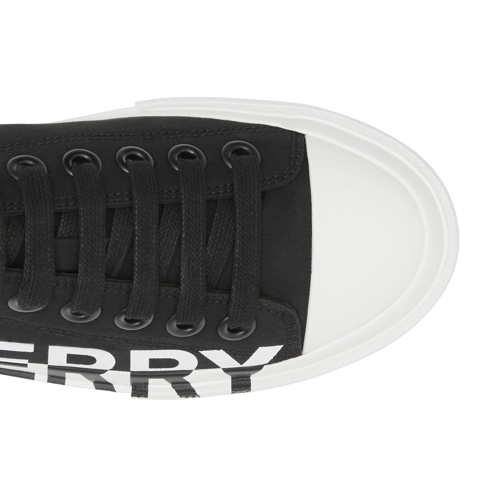Sneakers en gabardine de coton bicolore avec logo - Black & Optic White