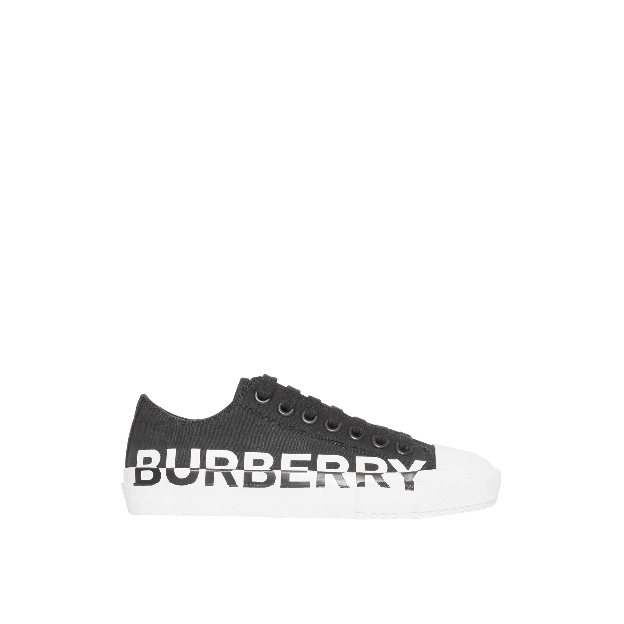Sneakers en gabardine de coton bicolore avec logo - Black & Optic White