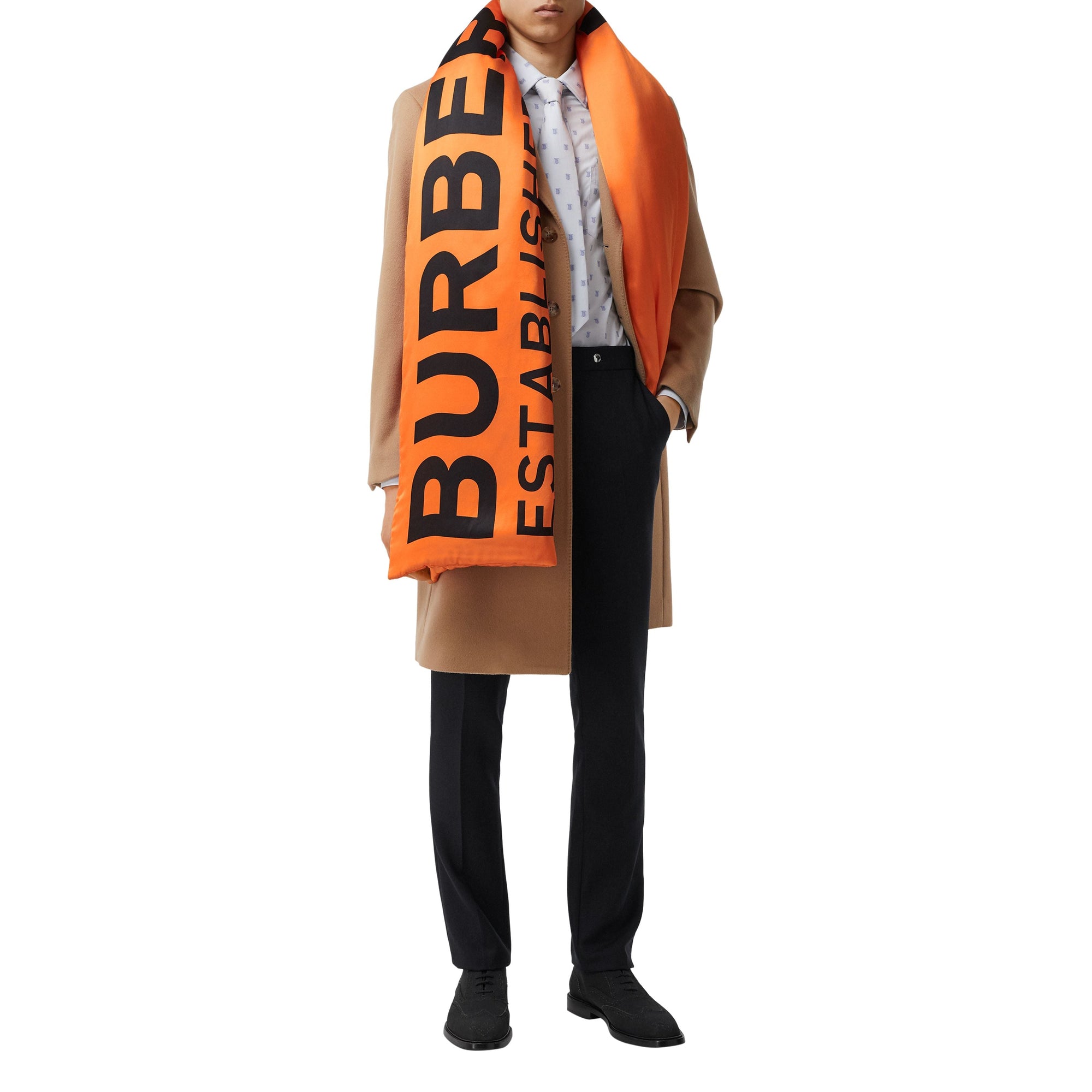 Écharpe matelassée en soie Horseferry - Orange & Black