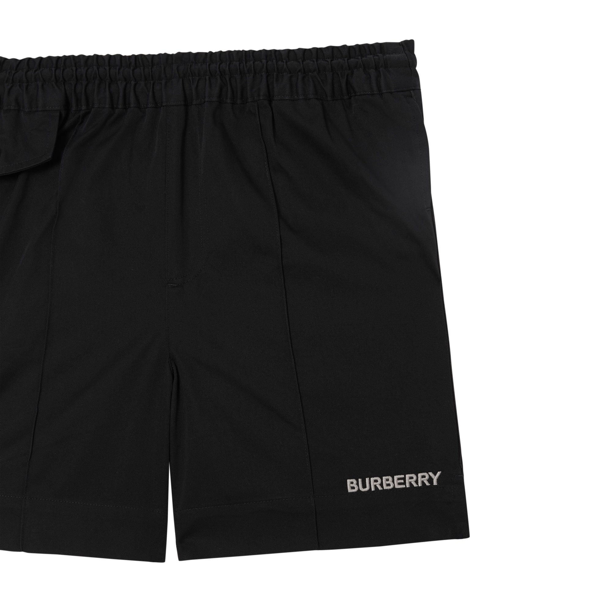 Short à cordon de serrage en coton avec logo brodé - Black