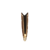 Porte-cartes zippé en cuir à imprimé daim - Malt Brown