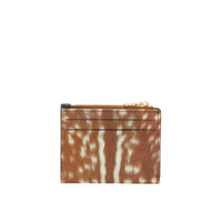 Porte-cartes zippé en cuir à imprimé daim - Malt Brown