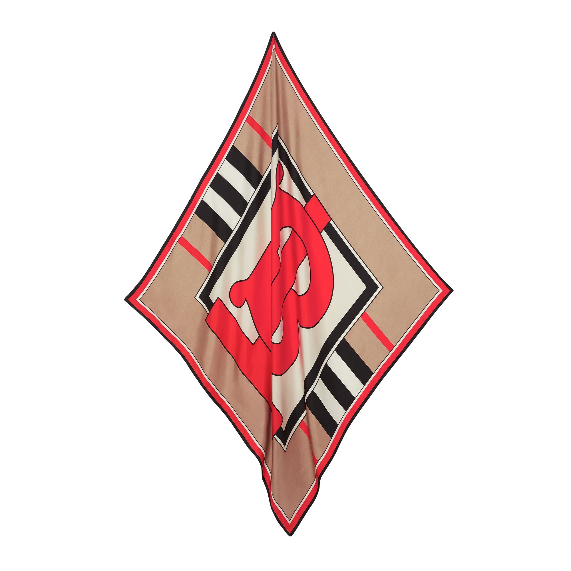 Carré de soie Monogram avec rayures iconiques - Archive Beige