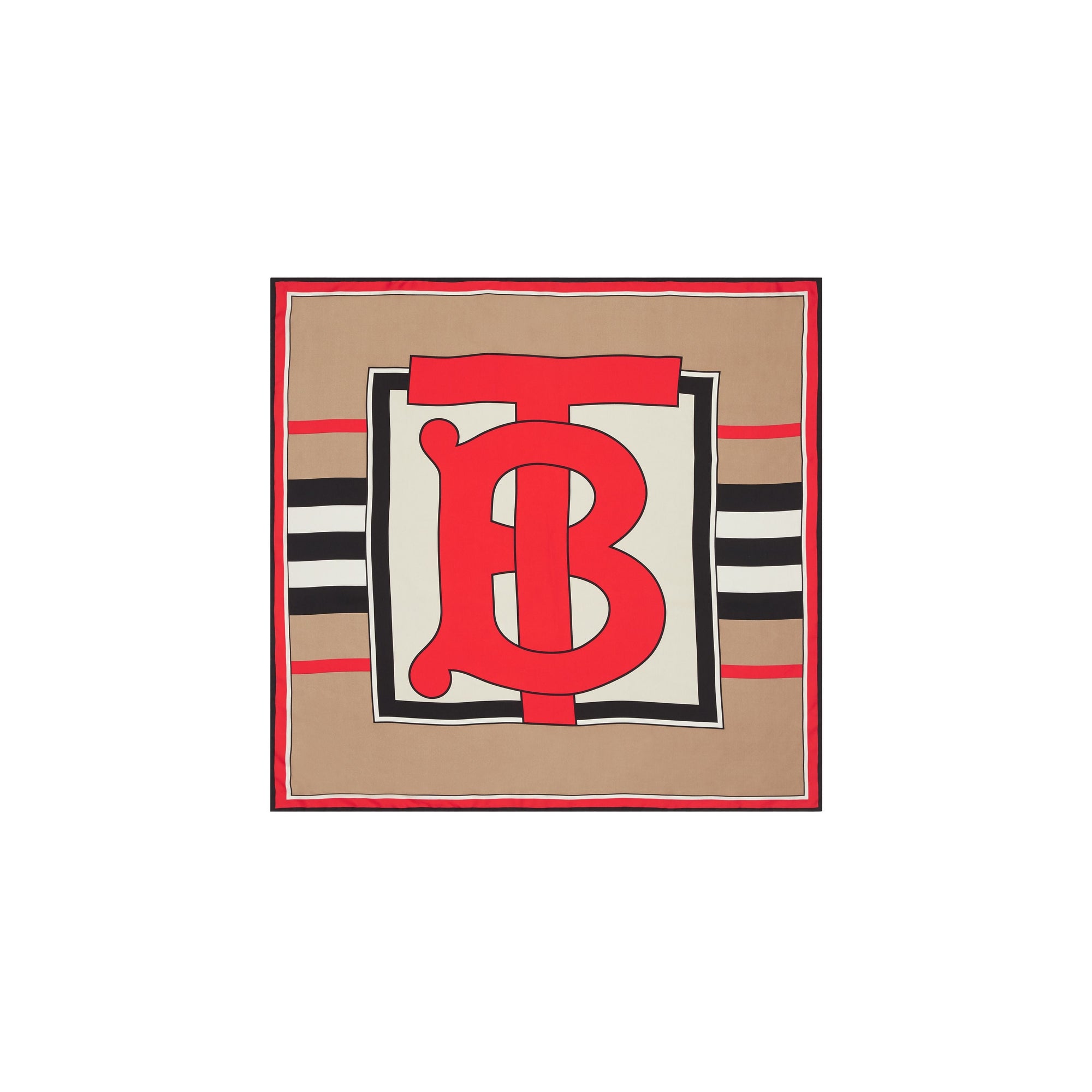 Carré de soie Monogram avec rayures iconiques - Archive Beige