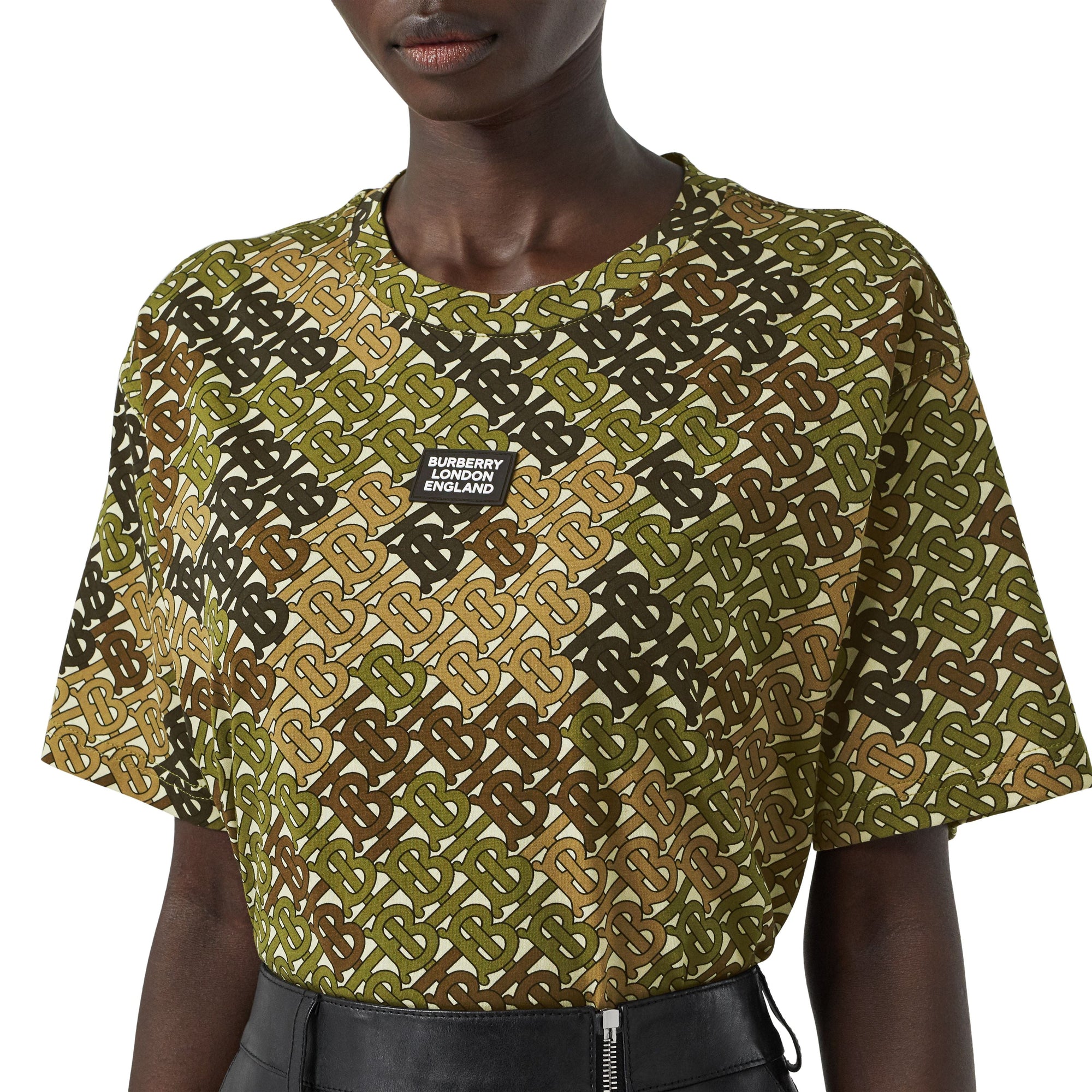 T-shirt oversize en coton Monogram avec logo - Khaki Green