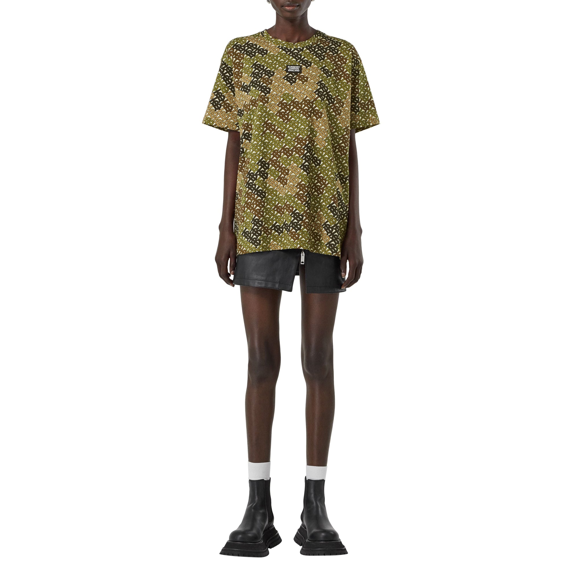 T-shirt oversize en coton Monogram avec logo - Khaki Green