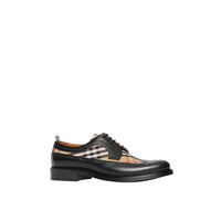 Derbies en cuir et Vintage check avec détails richelieu - Black & Archive Beige