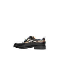 Derbies en cuir et Vintage check avec détails richelieu - Black & Archive Beige