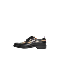 Derbies en cuir et Vintage check avec détails richelieu - Black & Archive Beige