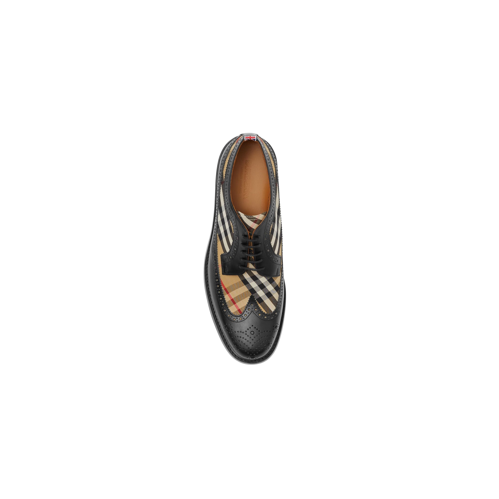 Derbies en cuir et Vintage check avec détails richelieu - Black & Archive Beige