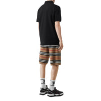 Polo oversize en piqué de coton Monogram - Black