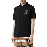 Polo oversize en piqué de coton Monogram - Black