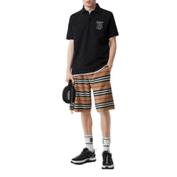 Polo oversize en piqué de coton Monogram - Black