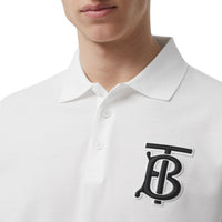 Polo oversize en piqué de coton Monogram - White