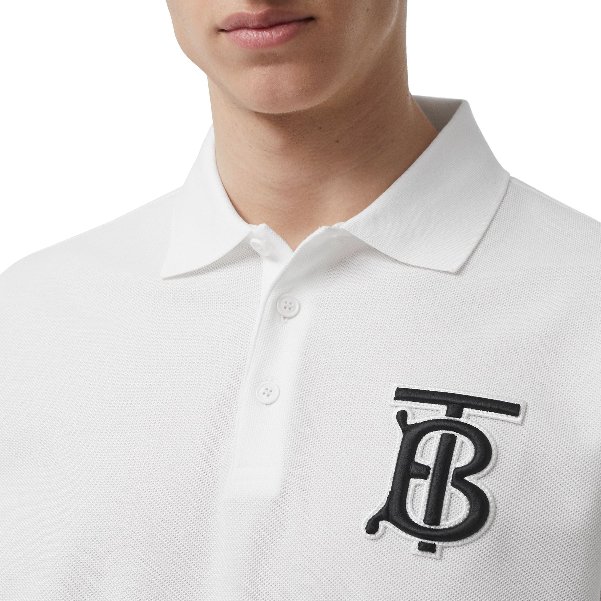 Polo oversize en piqué de coton Monogram - White
