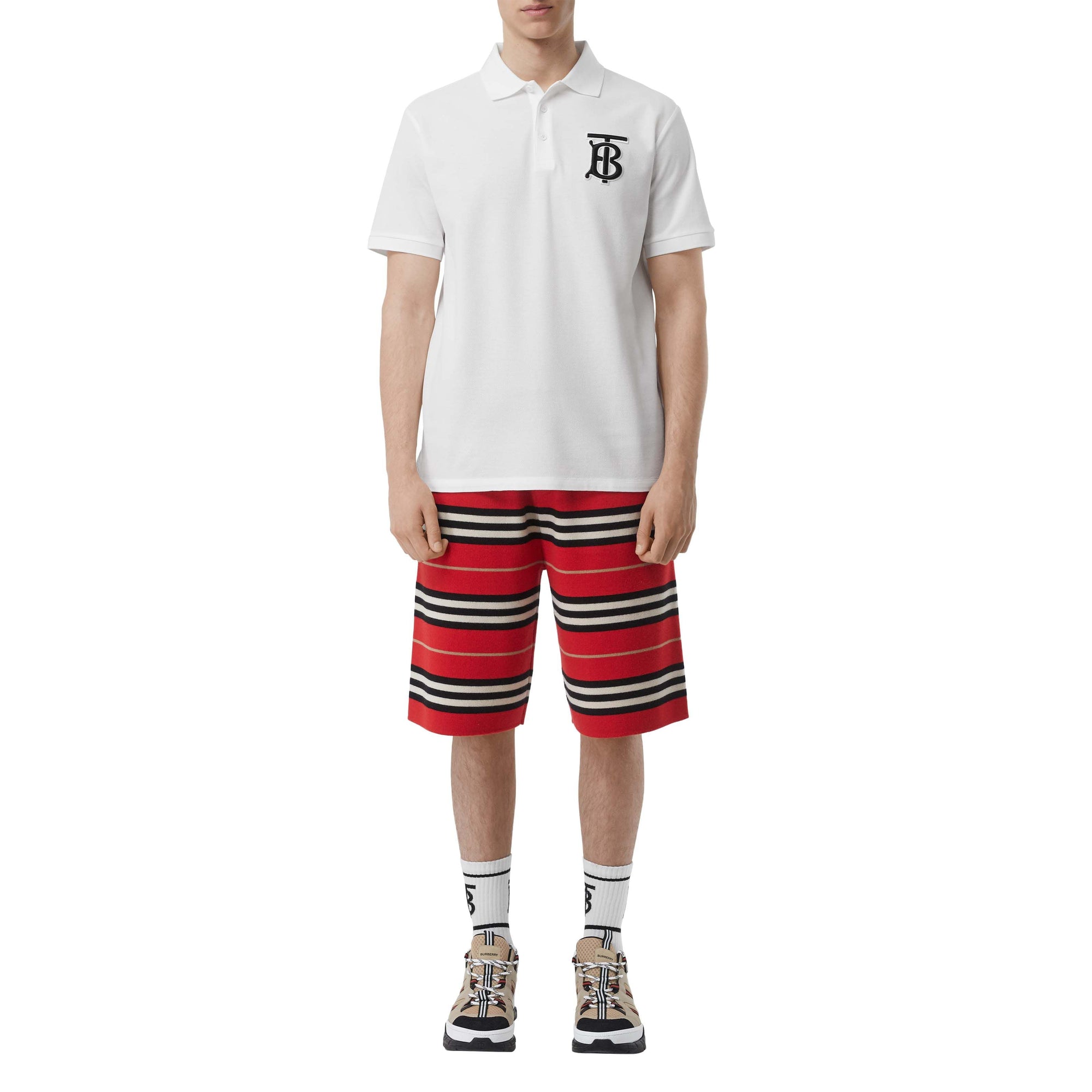 Polo oversize en piqué de coton Monogram - White