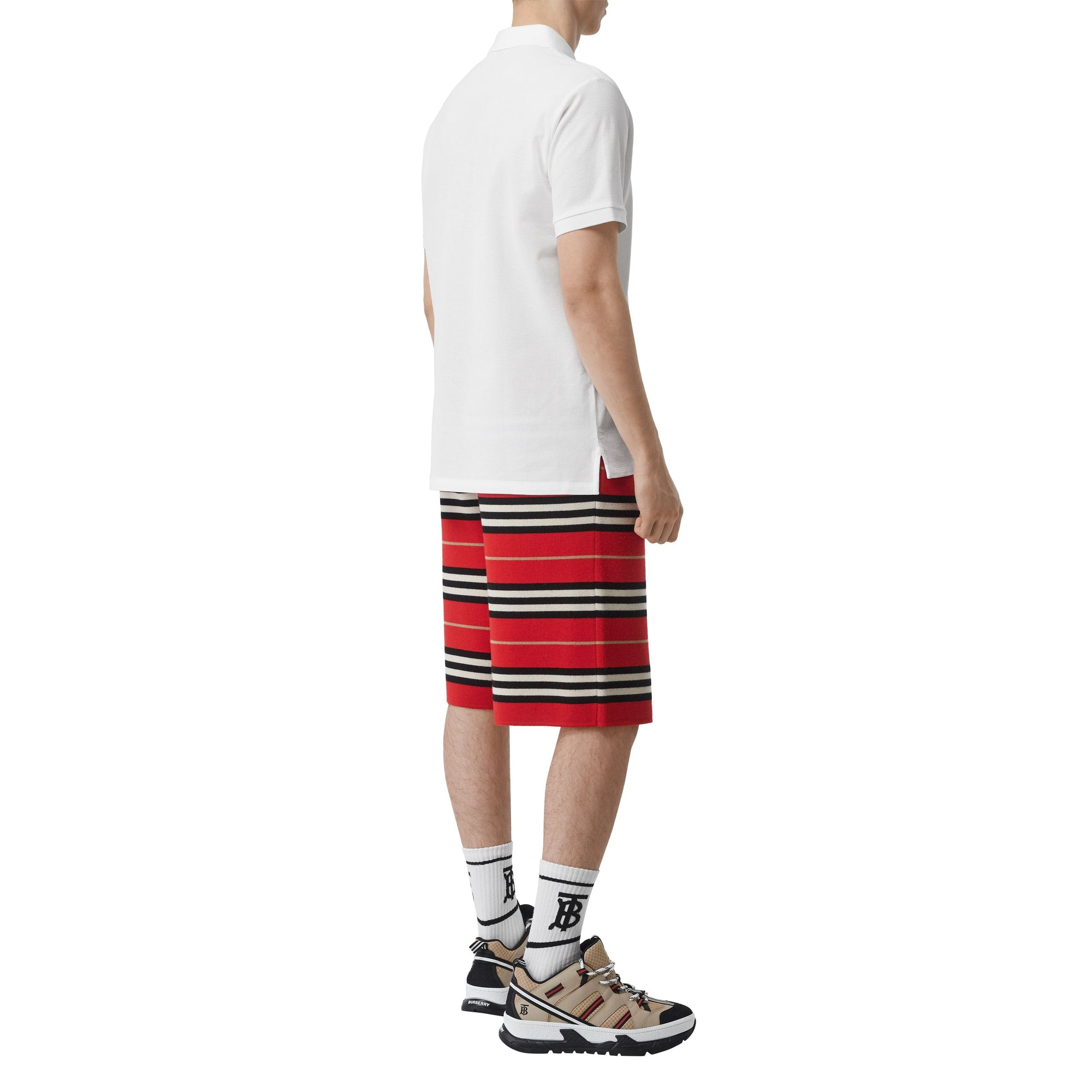 Polo oversize en piqué de coton Monogram - White