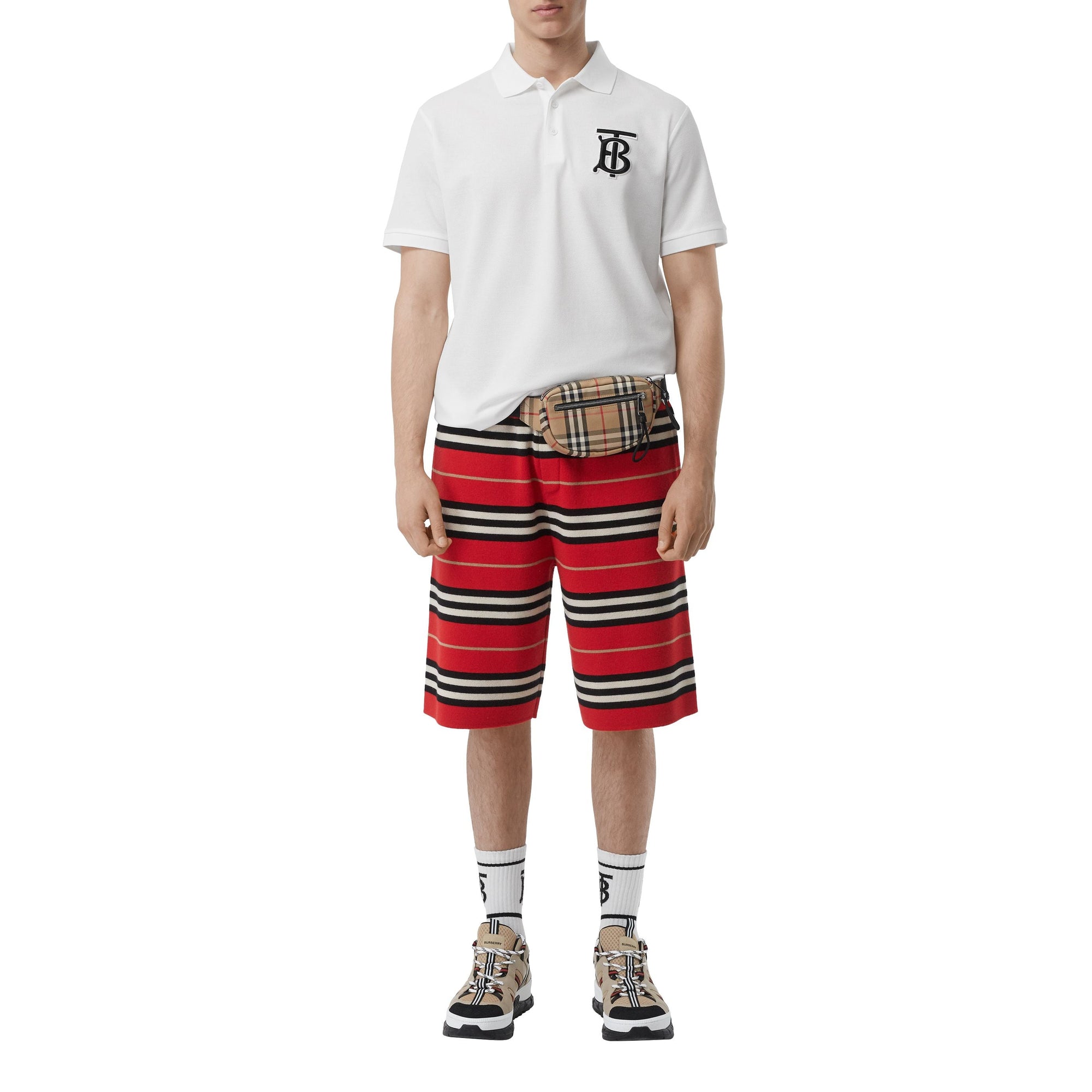 Polo oversize en piqué de coton Monogram - White