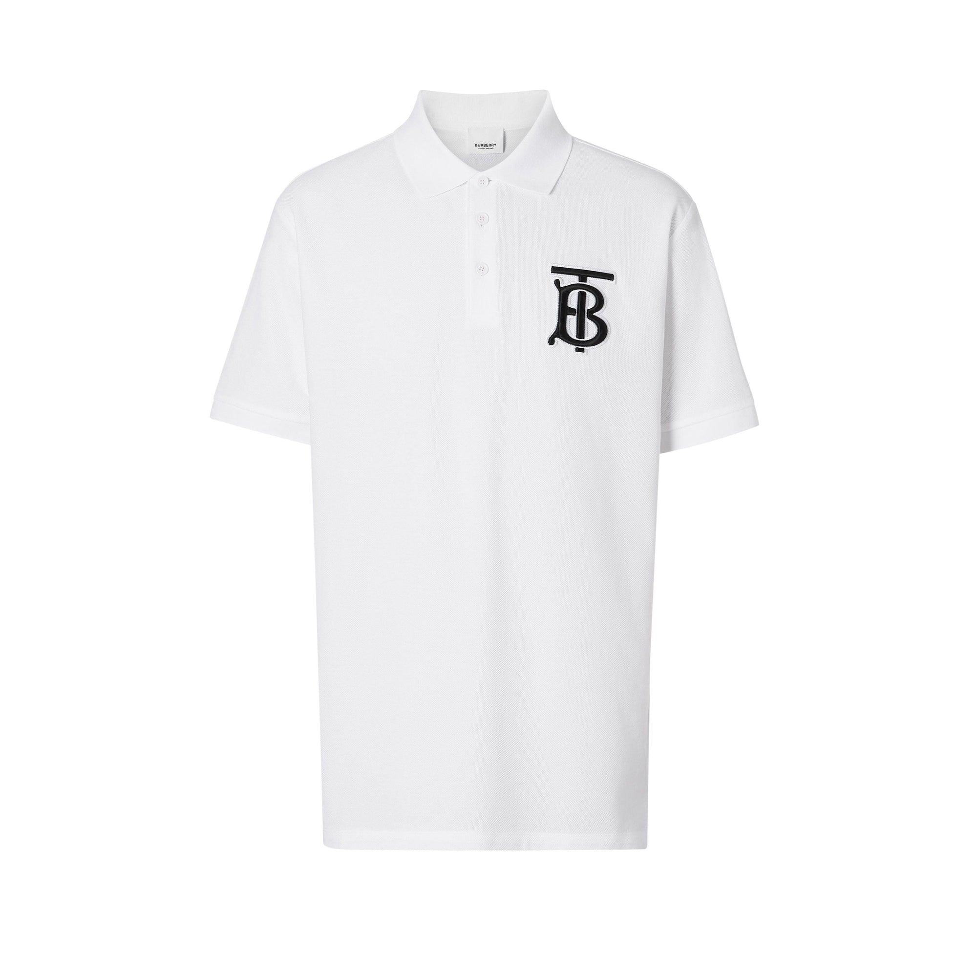 Polo oversize en piqué de coton Monogram - White