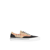 Sneakers en coton Vintage check et cuir velours - Black & Archivebeige