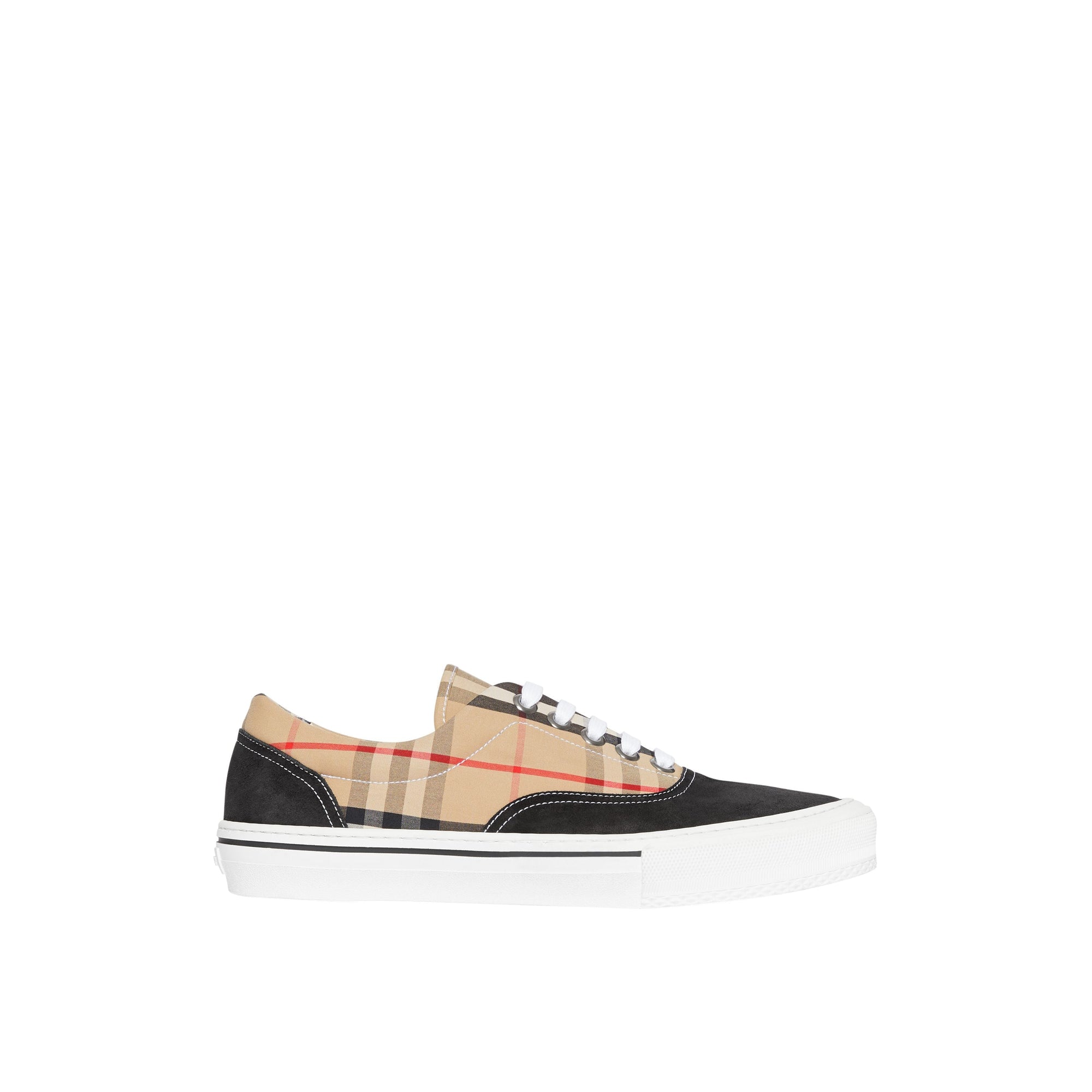 Sneakers en coton Vintage check et cuir velours - Black & Archivebeige