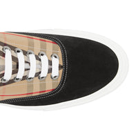 Sneakers en coton Vintage check et cuir velours - Black & Archivebeige