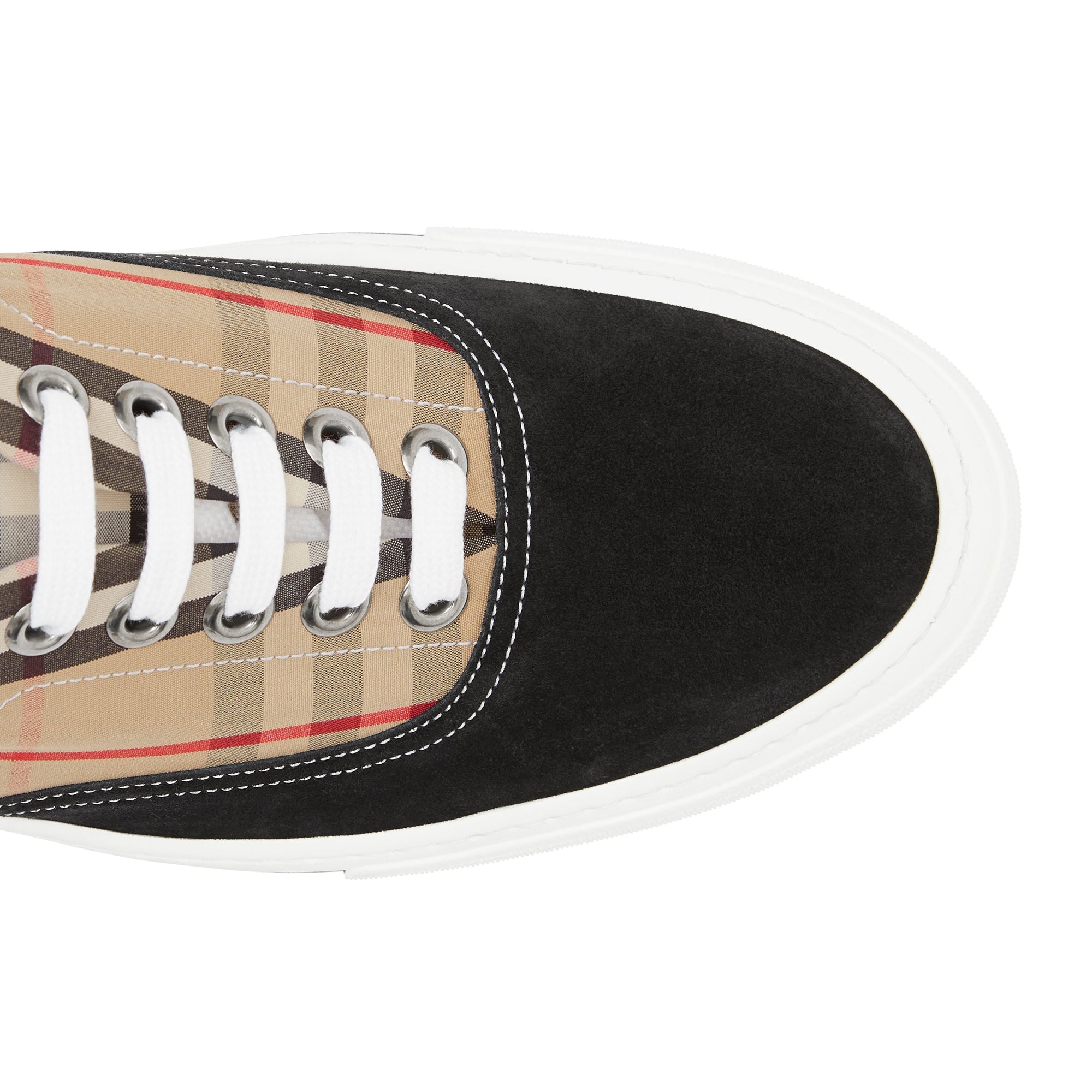 Sneakers en coton Vintage check et cuir velours - Black & Archivebeige