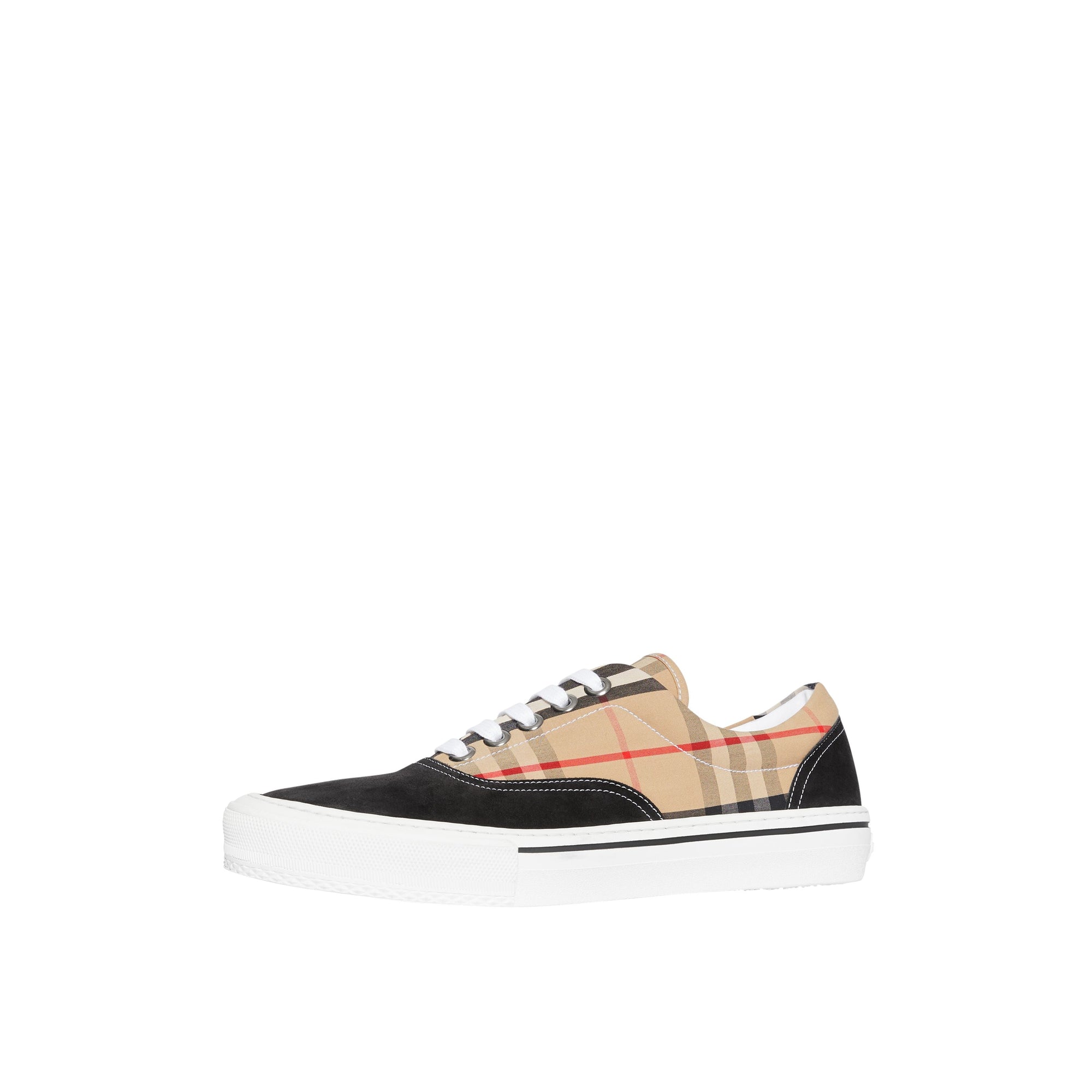 Sneakers en coton Vintage check et cuir velours - Black & Archivebeige