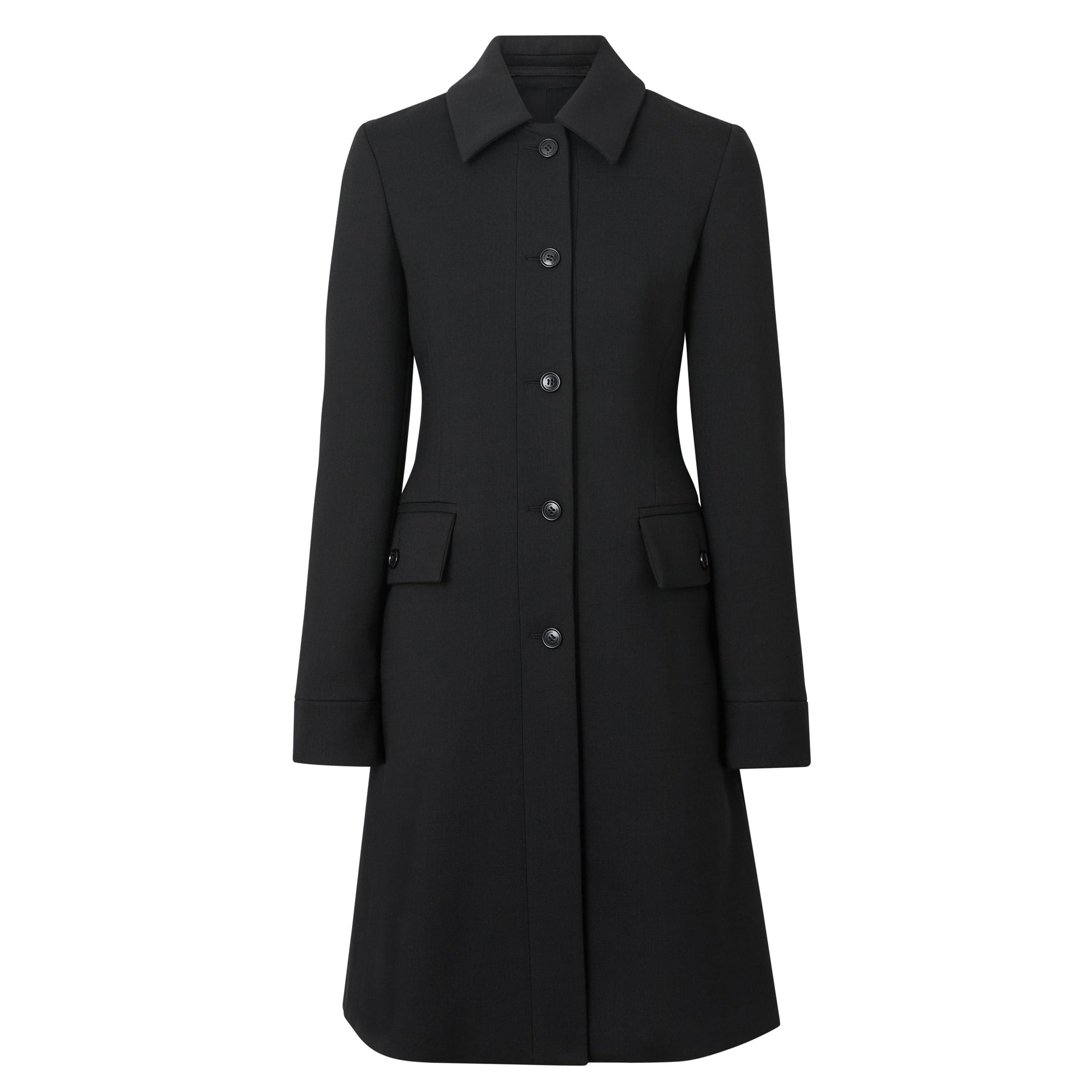 Manteau ajusté en laine et soie - Black