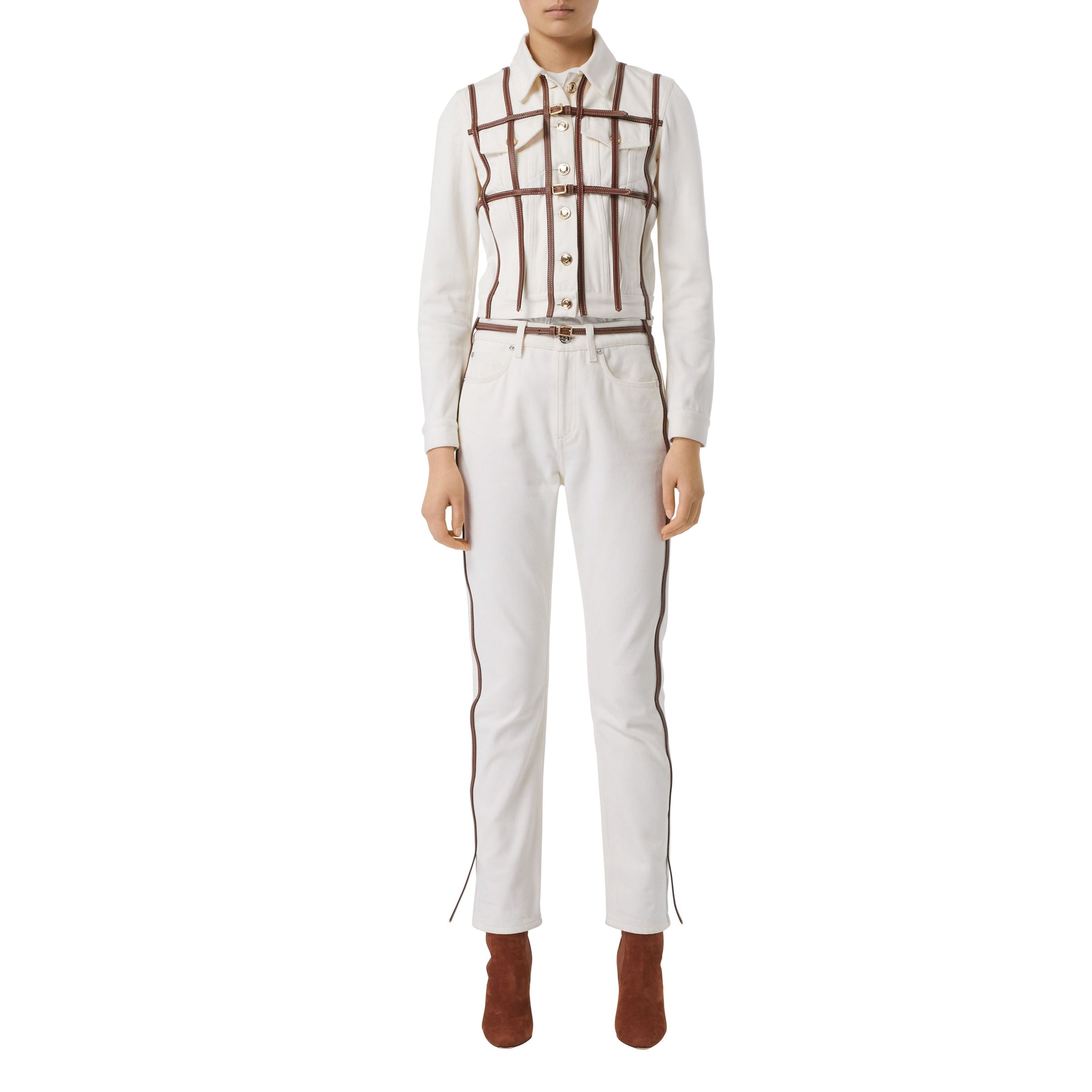 Jean droit avec harnais en cuir - Off White
