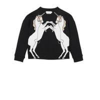 Sweat-shirt en jersey de coton à imprimé licorne - Black
