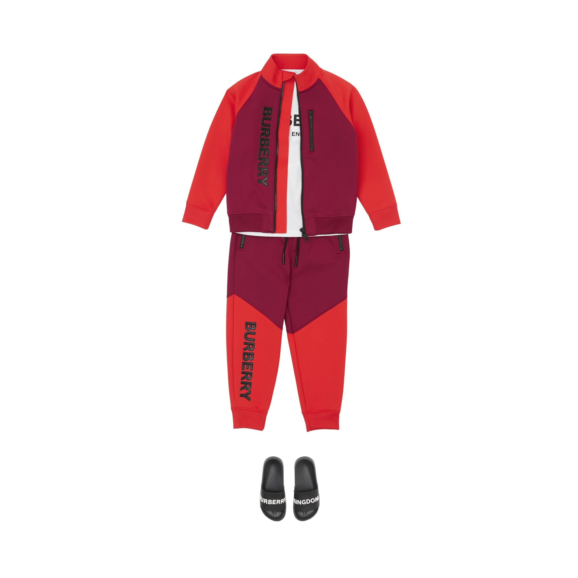 Haut de survêtement en jersey stretch bicolore avec logo - Dark Burgundy