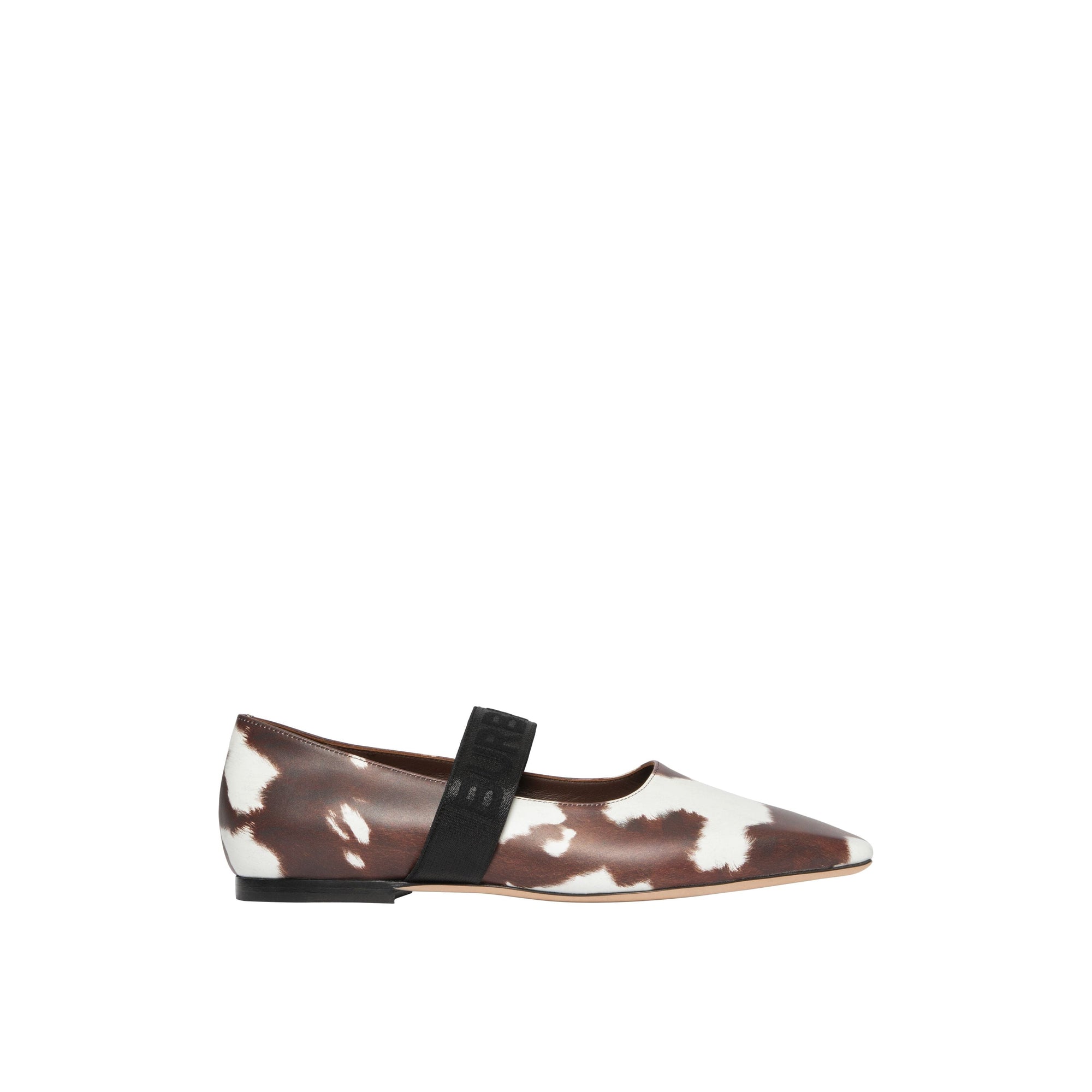 Chaussures plates en cuir à imprimé vache avec logo - Cow Print