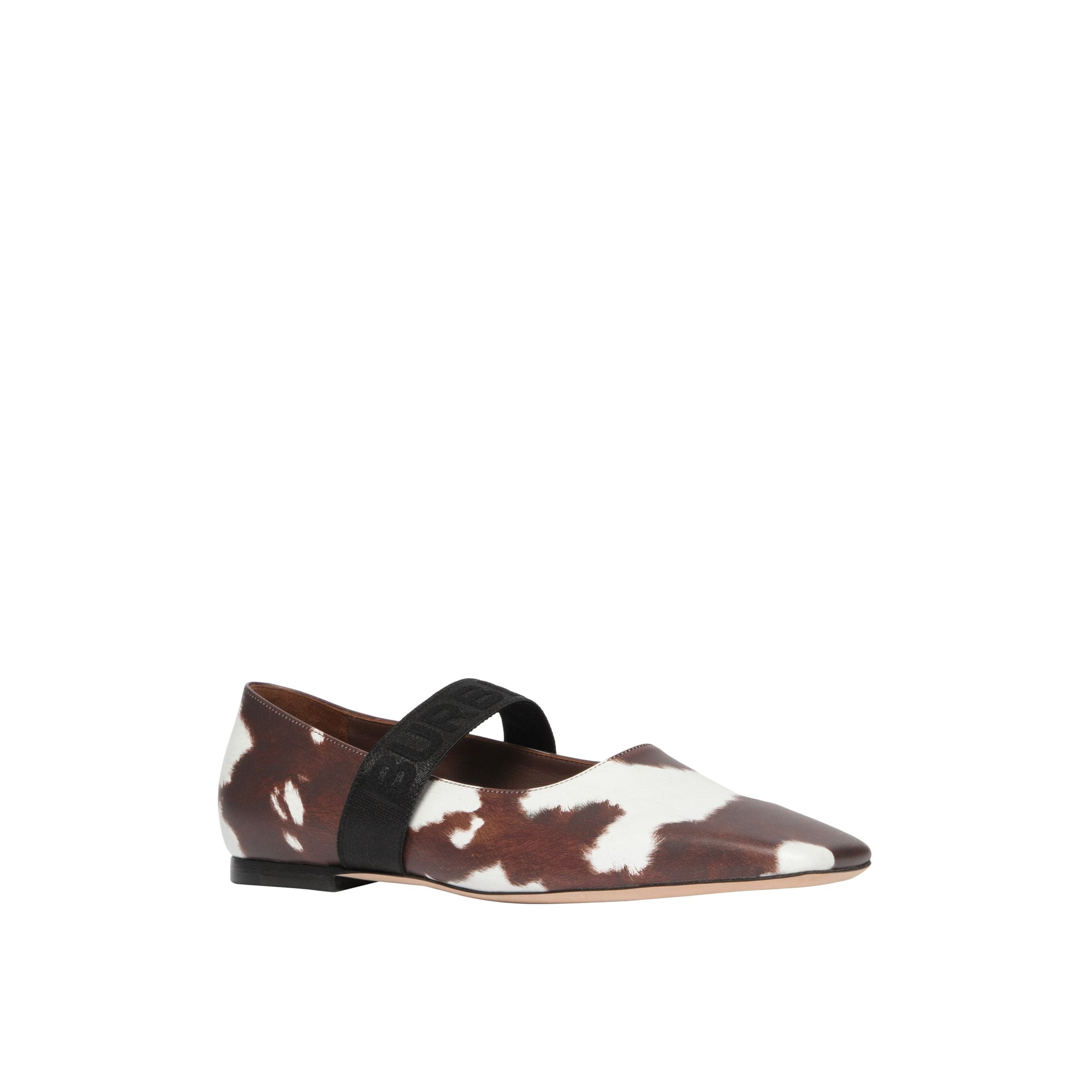 Chaussures plates en cuir à imprimé vache avec logo - Cow Print